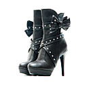 top kwaliteit pu bovenste hoge hakken laars met bowknot / klinknagel speciale gelegenheid schoen / fashion schoen (0987-x3043)