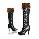 pu oberen Pfennigabsatz kniehohe Stiefel mit Riemchen Partei / Abendschuhe