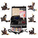 Top Quality Damascus Hand-made 6 Tattoo Machines Kit with Superior LED Power Supply