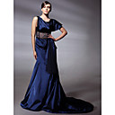 Elastic Woven Satin Trumpet/ Mermaid Scoop Court Train Evening Dress inspired by Christina Applegate at Emmy Award