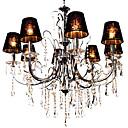 Iron Chrome 8-light Crystal Ceiling Light with Lamp Cover (1048-NT8003D-8)