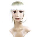 Capless kinlengte hoogwaardig synthetisch natuurlijke look wit steil haar pruik
