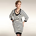 lana di design anteriore speciale per tre quarti maniche scollo tondo maglione a righe vestito / donna maglioni (ff-a-bi1201006)