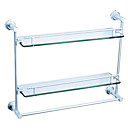 Bathroom Accessories Aluminum Double Glass Shelf With Tower Bar(1018-J32-13)