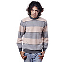 PURE CASHMERE / Wide Stripes Long Sleeves Round Neckline / Men's Cashmere Sweaters (FF-C-BI0736828)