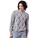 PURE CASHMERE / Hishimonoides Grid Long Sleeves Round Neckline / Men's Cashmere Sweaters (FF-C-BI0736839)