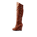 pu leren bovenkant hoge hakken laars met klinknagel mode-schoen (0987-x3473)