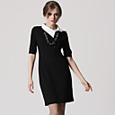 TS Black Asymmetrical Collar Day Dress Inspired by Victoria Beckham Style