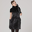 zwart Leapord patroon mouwloze ronde hals met bib kleding / dames jurken (ff-d-bk0736006)