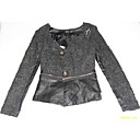 verwijderbare splicing pu lange mouwen ronde hals jas / vrouwen outerwears (ff-d-bk0736002)