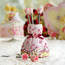 Fairy Tale Wedding Collection Rosettes Bridal Gown Fruit Pick Holder with Five Fruit Picks