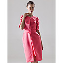 Sheath / Column Scoop Knee-length Satin Bridesmaid/ Wedding Party Dress With A Wrap
