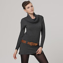negro mangas largas con cuello vuelto vestido de suéter de la correa / vestidos de suéter de la mujer (ss-c-bk0736004)