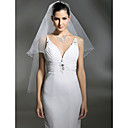1 Layer Fingertip With Beading Wedding Veil
