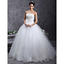 Ball Gown Strapless Beading Floor-length Tulle Wedding Dress
