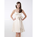 A-line Strapless Knee-Length Satin Bridesmaid/Wedding Party Dress With Bow