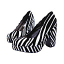 Suede Upper High Heels Closed-toes With Zebra Print Fashion Shoe (1131-239-1)