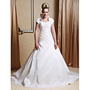 A-line Scoop Chapel Train Taffeta Wedding Dress