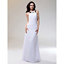 Sheath/Column Scoop Floor-length Chiffon Over Stretch Satin Bridesmaid/Evening Dress