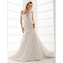 Trumpet/Mermaid Sweetheart Court Train Taffeta Crystal Wedding Dress