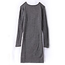 Deep V-neck Long sleeves Dresses Women's Sweater (1002AL036-0751)