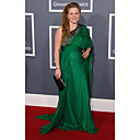 Crystal Bowersox Sheath/ Column One Shoulder Sweep/ Brush Train Chiffon Grammy/ Evening Dress (FSM04606)