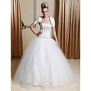Ball Gown Strapless Floor-length Tulle Wedding Dress with Satin Wrap