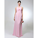 Sheath/ Column Halter V-neck Floor-length Chiffon Bridesmaid/ Wedding Party Dress