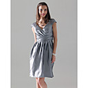 Sheath/Column V-neck Short Sleeve Knee-length Taffeta Bridesmaid Dress