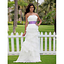 Sheath/Column Scalloped-Edge Neckline Floor-length Organza Wedding Dress