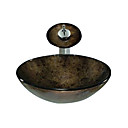 graue runde Glas Schiff sinken mit Wasserfall Hahn (0888-c-Bly-6140-wf)