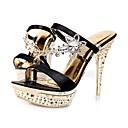 leatherette chinelos estilete superior do calcanhar com o partido do rhinestone / eveningshoes (0987-t1729)