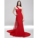 Chiffon Trumpet/Mermaid One Shoulder Sweep Train Evening Dress inspired by Ksenia Solo