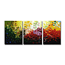 Hand-painted Abstract Oil Painting with Stretched Frame - Set of 3