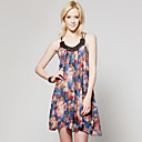 TS Bohemian Style Floral Embellished Neckline Halter Dress