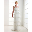 Sheath/Column Strapless Floor-length Tulle Wedding Dress