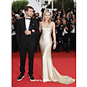 Elastic Satin Column Spaghetti Straps Court Train Evening Dress inspired by Diane Kruger at Cannes Film Festival