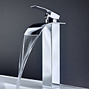 eigentijdse messing waterval badkamer wastafel kraan (hoog)