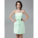 Sheath/ Column Sweetheart Short/ Mini Side-Draped Satin Bridesmaid Dress