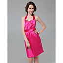 Sheath/ Column Halter Knee-length Satin Bridesmaid Dress
