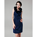 Sheath/ Column Jewel Short/ Mini Satin Cocktail Dress