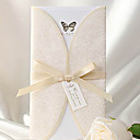 Elegant Ivory Butterfly Print Tri-fold Wedding Invitation (Set of 50)