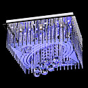 Square Featured Artistic 9-Light Flunsh Mount With Crystal Drops
