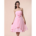 A-line Princess Strapless Knee-length Chiffon Bridesmaid Dress