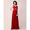 Sheath/Column V-neck Floor-length Draped Chiffon Mother of the Bride Dress