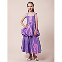 A-line Straps Tea-length Taffeta Junior Bridesmaid Dress