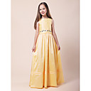A-line Jewel Floor-length Taffeta Junior Bridesmaid Dress