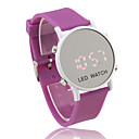 Mirror Face Silicone Band LED Wrist Watch(Purple)