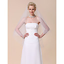 Two-tier Fingertip Wedding Veil With Beaded Edge