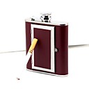 revestido de couro 5 oz-frasco com caixa de cigarro